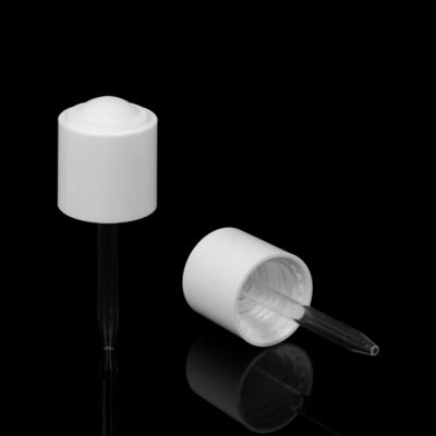 20/410の精油のための分配のプラスチック ビンの王冠のニトリルの点滴器の白い点滴器の帽子