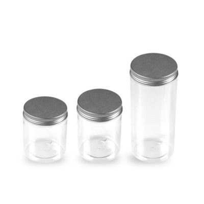 250gねじ帽子のプラスチック ペット金属の帽子が付いているプラスチック瓶のクッキーのプラスチック食糧貯蔵の瓶